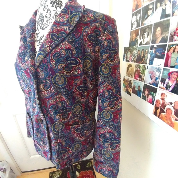 Women Paisley Print Blazer City Blues Koret Medium - Picture 6 of 7